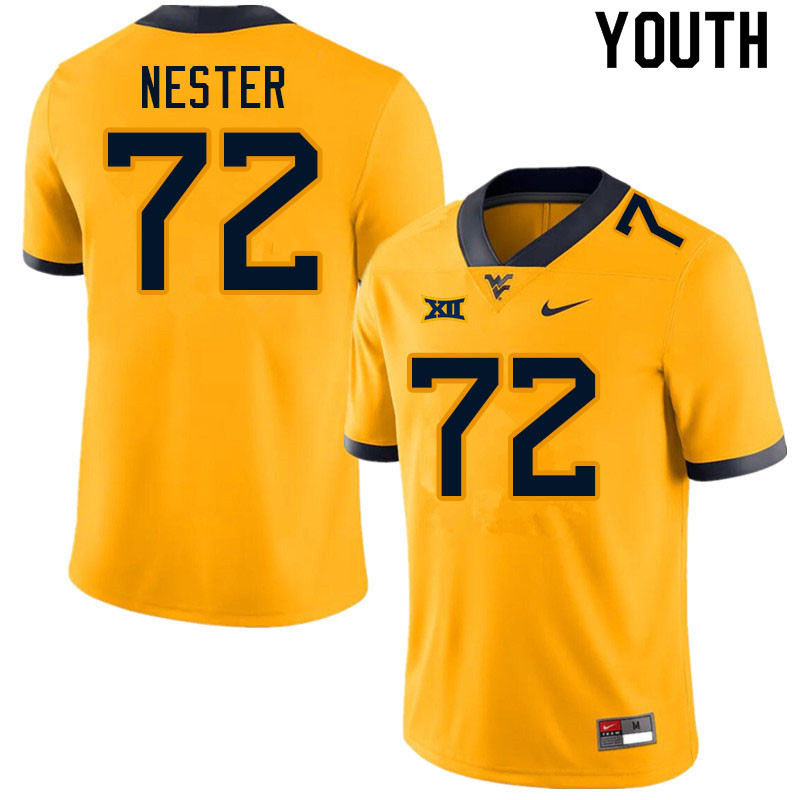 Youth #72 Doug Nester West Virginia Mountaineers College Football Jerseys Sale-Gold